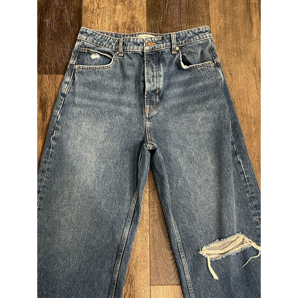 Free People Jeans Womens 30L Deep Trance Dropped Boyfriend Wide Leg We The Free - Picture 2 of 13